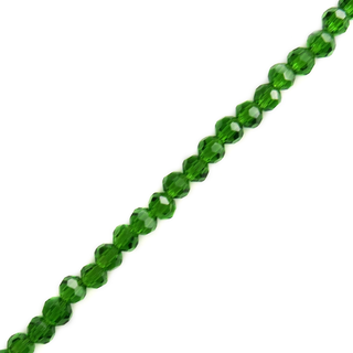 Green, Round Faceted Glass Bead, 4mm; 1 strand