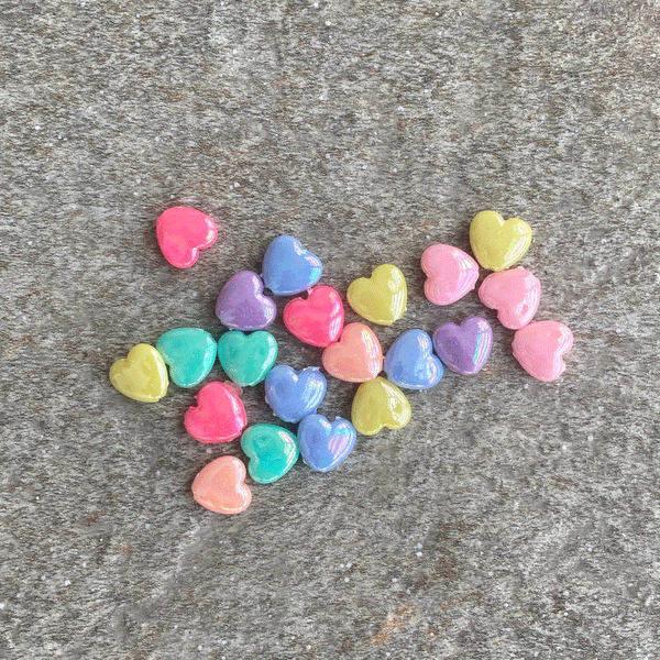 Multicolored AB Heart Beads- 50 pieces