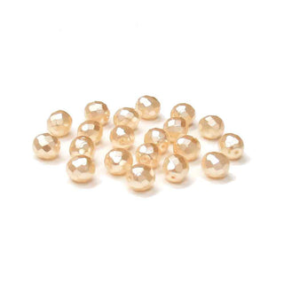 Ivory Pearl, Round Faceted Fire Polished; 10mm - 20 pcs
