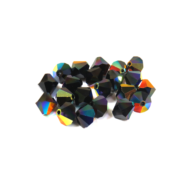 Swarovski Crystal, Bicone, 8MM - Jet AB; 20pcs