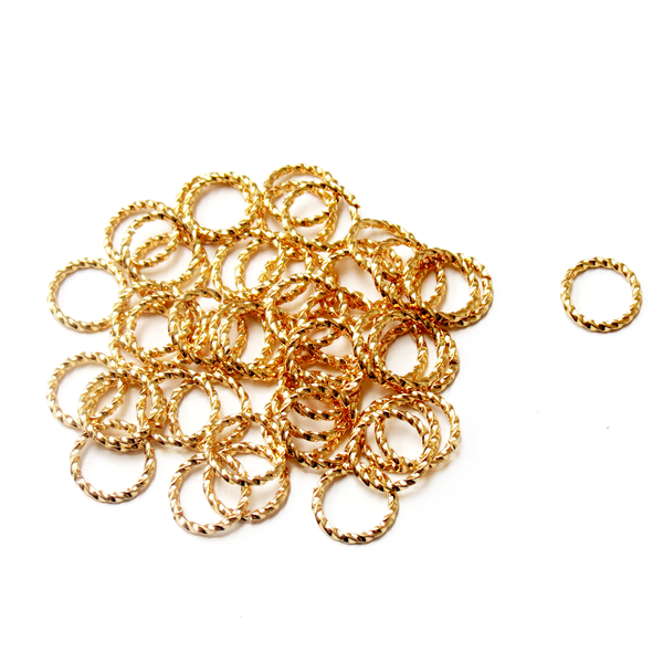 Fancy Jump Ring, Gold Plated Brass-10mm/16gauge; 30pcs