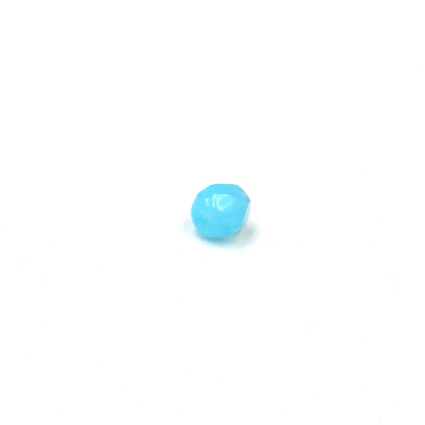 Light Blue Opaque, Round Faceted Fire Polished; 4mm - 20 pcs