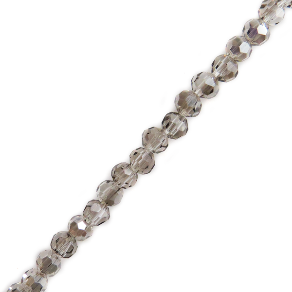 Light Grey, Round Faceted Glass Bead, 4mm; 1 strand