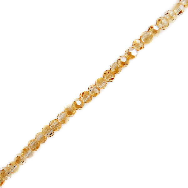 Light Topaz AB, Round Faceted Glass Bead, 3mm; 1 strand