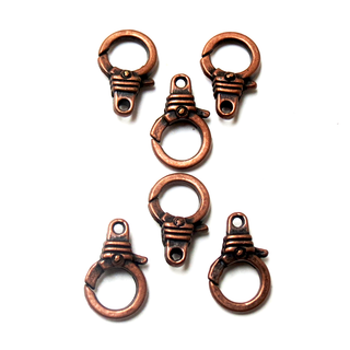Alloy Lobster Claw Med., Copper Color-19mm; 6pcs