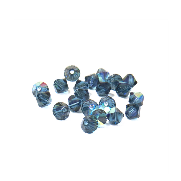 Swarovski Crystal, Bicone, 4mm - Montana AB; 20 pcs