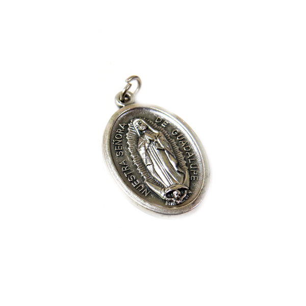 Our Lady of Guadalupe Italian Charm, Antique Silver, 25x16mm - 1 piece