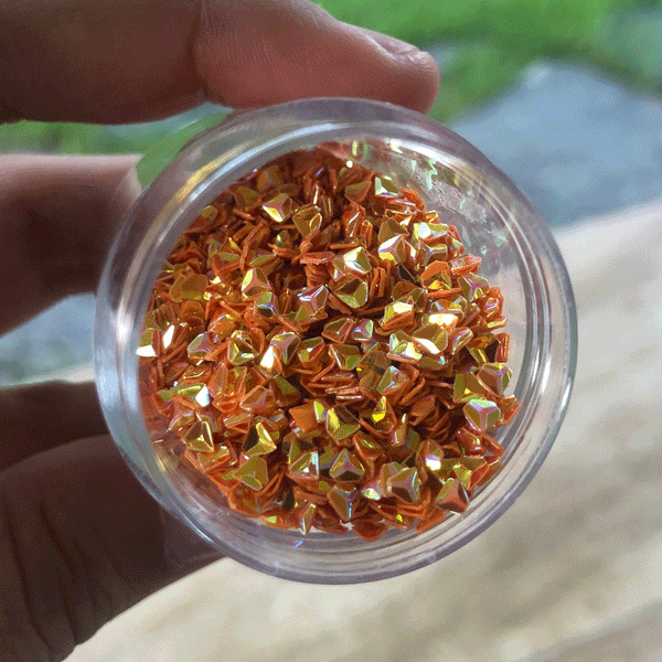 Orange AB Triangle Shaped Glitter; 11 grams