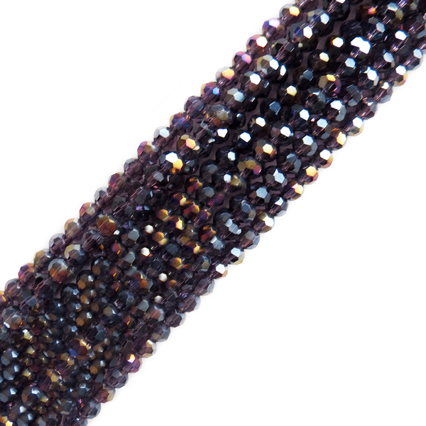 Purple Double AB, Round Faceted Glass Bead, 3mm; 1 strand