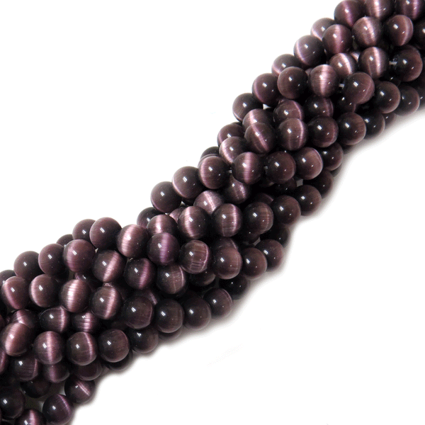 Cat Eye Bead, Purple- 1 strand
