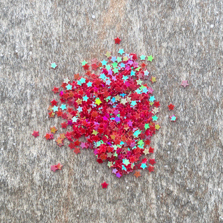 Closed Star Shaped Red AB Glitter; 12grams