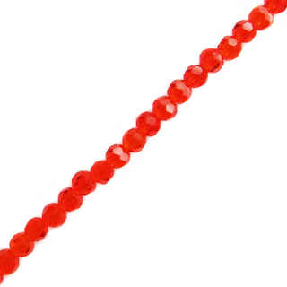Hot Red, Round Faceted Glass Bead, 4mm; 1 strand