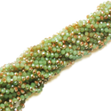 Rondelle-Two Toned Green Opaque/Gold; 6mm