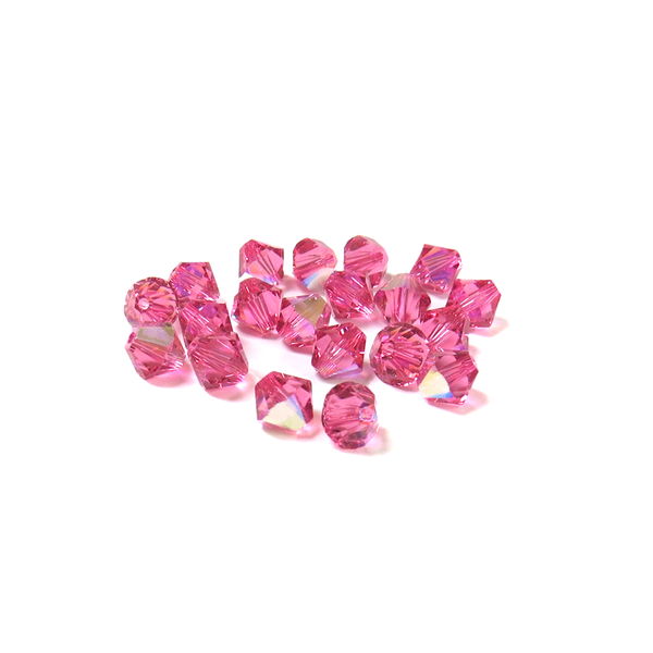 Swarovski Crystal, Bicone, 6mm - Rose AB; 20 pcs