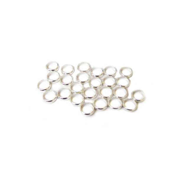 Spacer Round,Silver, 6mm; 25 pieces