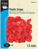 Dritz Red Plastic Snaps; 12 sets; Size 20
