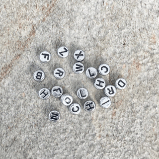 Silver Alphabet Beads; 28 grams