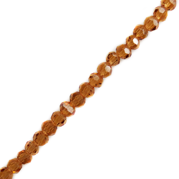 Smoked Topaz, Round Faceted Glass Bead, 4mm; 1 strand