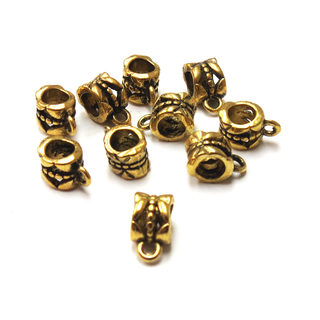 Iron Spacer Bead with Loop, Antique Gold; 10pcs