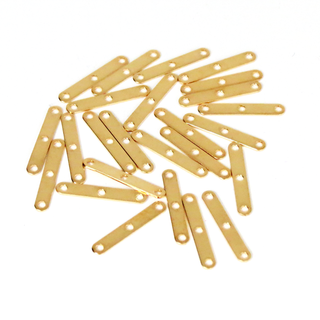 Spacer Bar, Gold Plated Brass-3x19mm, 3strand; 25pcs