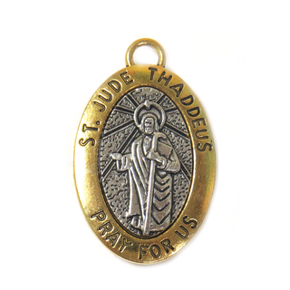 Saint Jude Pendant, Two Tone, 47x29mm - 1 piece