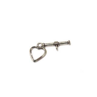 Heart Toggle Clasp, Sterling Silver, 6x4mm; 1 piece