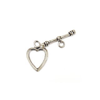 Heart Toggle, Clasp, Sterling Silver, 12x18mm 1 piece