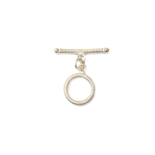 Stripes Toggle Clasp, Sterling Silver, 12mm - 1 piece