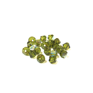 Swarovski Crystal, Bicone, 4mm - Olivine AB; 20 pcs
