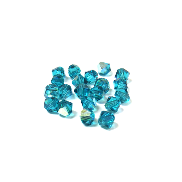 Swarovski Crystal, Bicone, 4mm - Blue Zicorn AB; 20 pcs