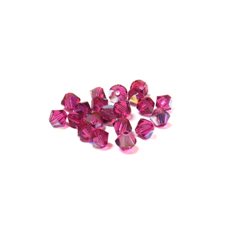 Swarovski Crystal, Bicone, 4mm - Fuschia AB; 20 pcs
