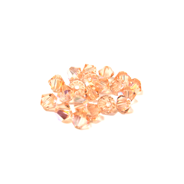 Swarovski Crystal, Bicone, 4mm - Light Peach AB; 20 pcs