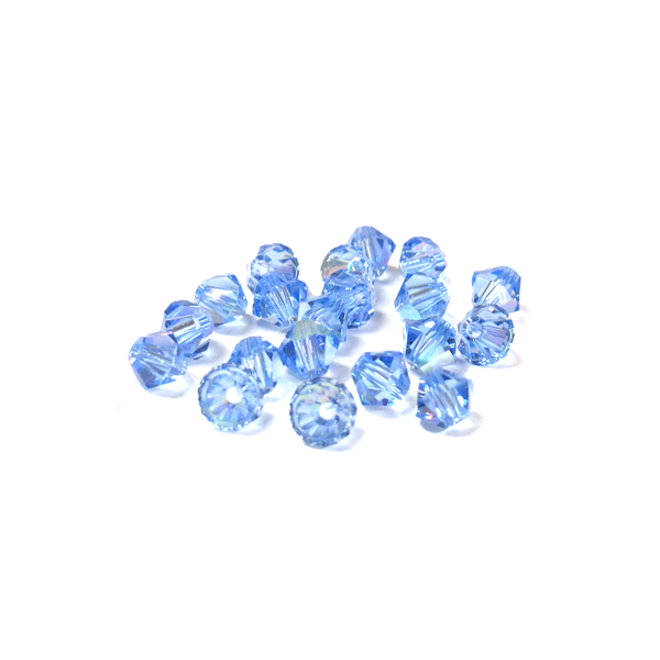 Swarovski Crystal, Bicone, 4mm - Light Sapphire AB; 20 pcs