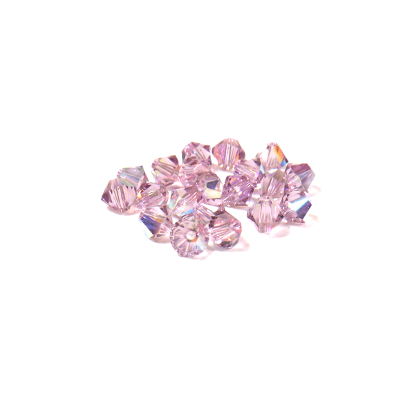 Swarovski Crystal, Bicone, 4mm - Light Amethyst AB; 20 pcs