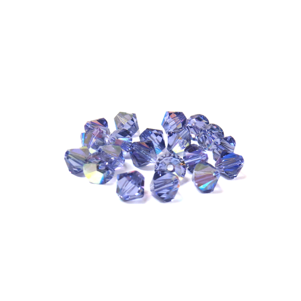 Swarovski Crystal, Bicone, 6mm - Tanzanite AB; 20 pcs