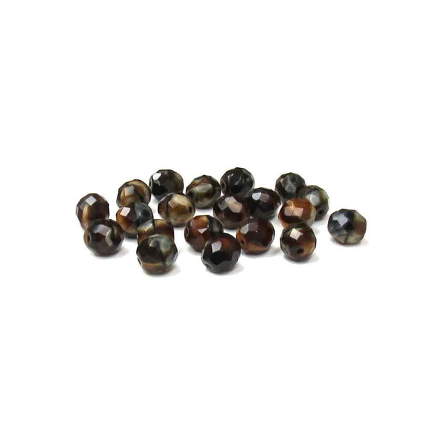 Tiger Eye, Round Faceted Fire Polished; 10mm - 20 pcs