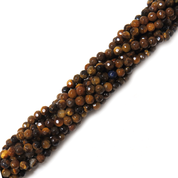 Faceted Tiger Eye Bead, 4mm - 1 strand