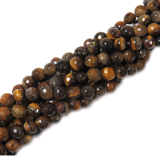 Faceted, Tiger Eye Bead, 8mm - 1 strand