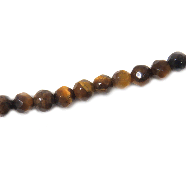 Faceted Tiger Eye Bead, 4mm - 1 strand