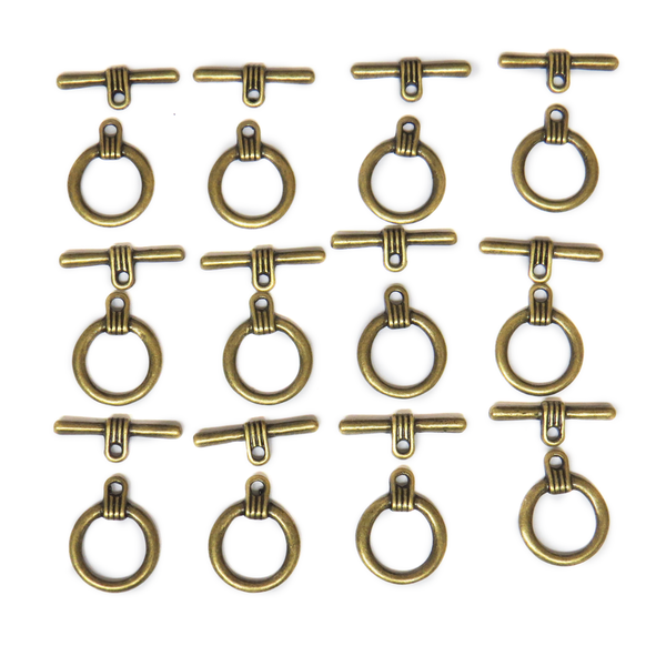 Toggle Smooth, Antique Bronze, 20mm; 12 pieces