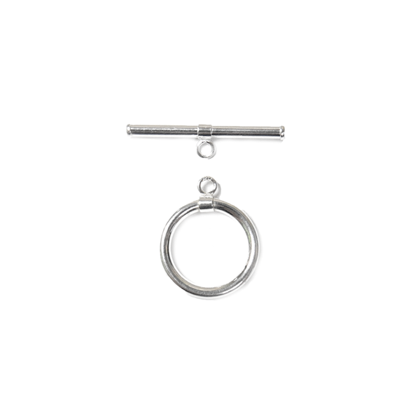 Toggle Smooth Round Clasp, Sterling Silver, 14mm - 1 piece