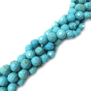 Round Faceted Turquoise Bead, 12mm - 1 strand