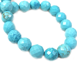 Round Faceted Turquoise Bead, 12mm - 1 strand