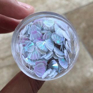 White AB Shell Shaped Glitter; 13 grams