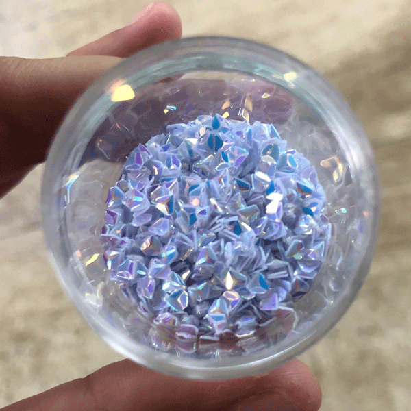 White AB Triangle Shaped Glitter; 11 grams