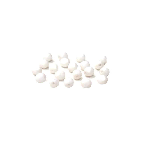 Opaque White, Round Faceted Fire Polished; 6mm - 20 pcs