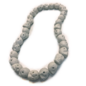 White Porcelain Skull Beads; 11x13mm- 1 strand